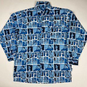 Vintage Fat Albert Platinum Fubu Shirt Mens XL All Over Print Button Front